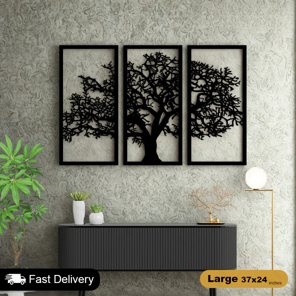 3 Frame Tree Wooden Panels For Wall Decor