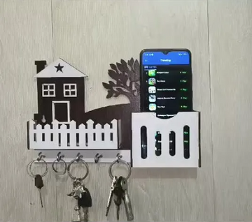 5 Hooks Wooden Home Tree Mobile and Keys Holder